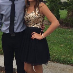 Gold Sequin Homecoming Dress